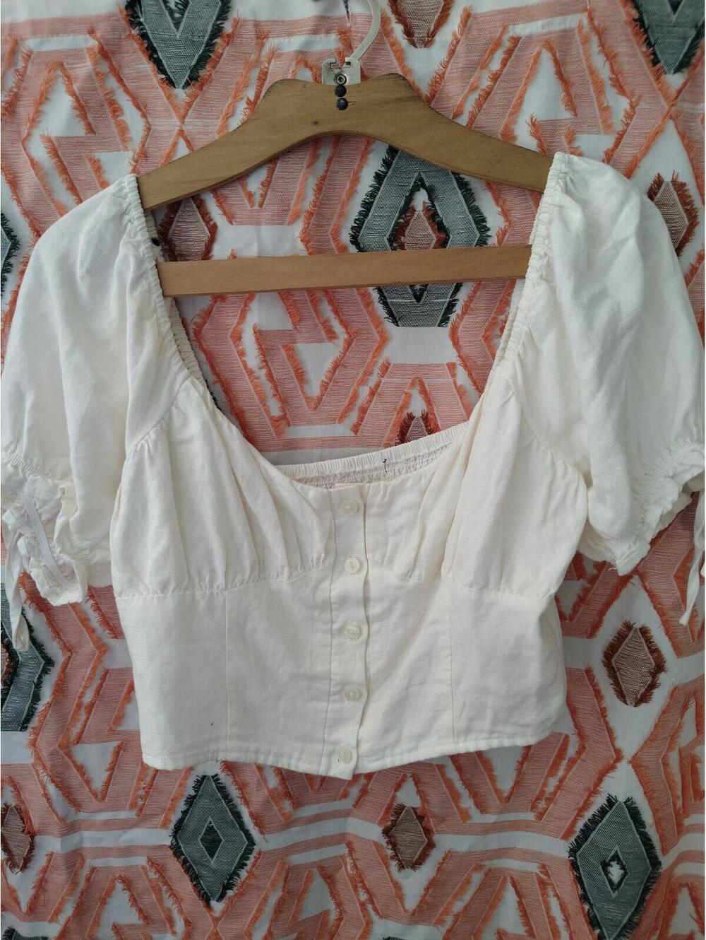 Cream colored Crop top Whimsical Cottage Core Med/Large